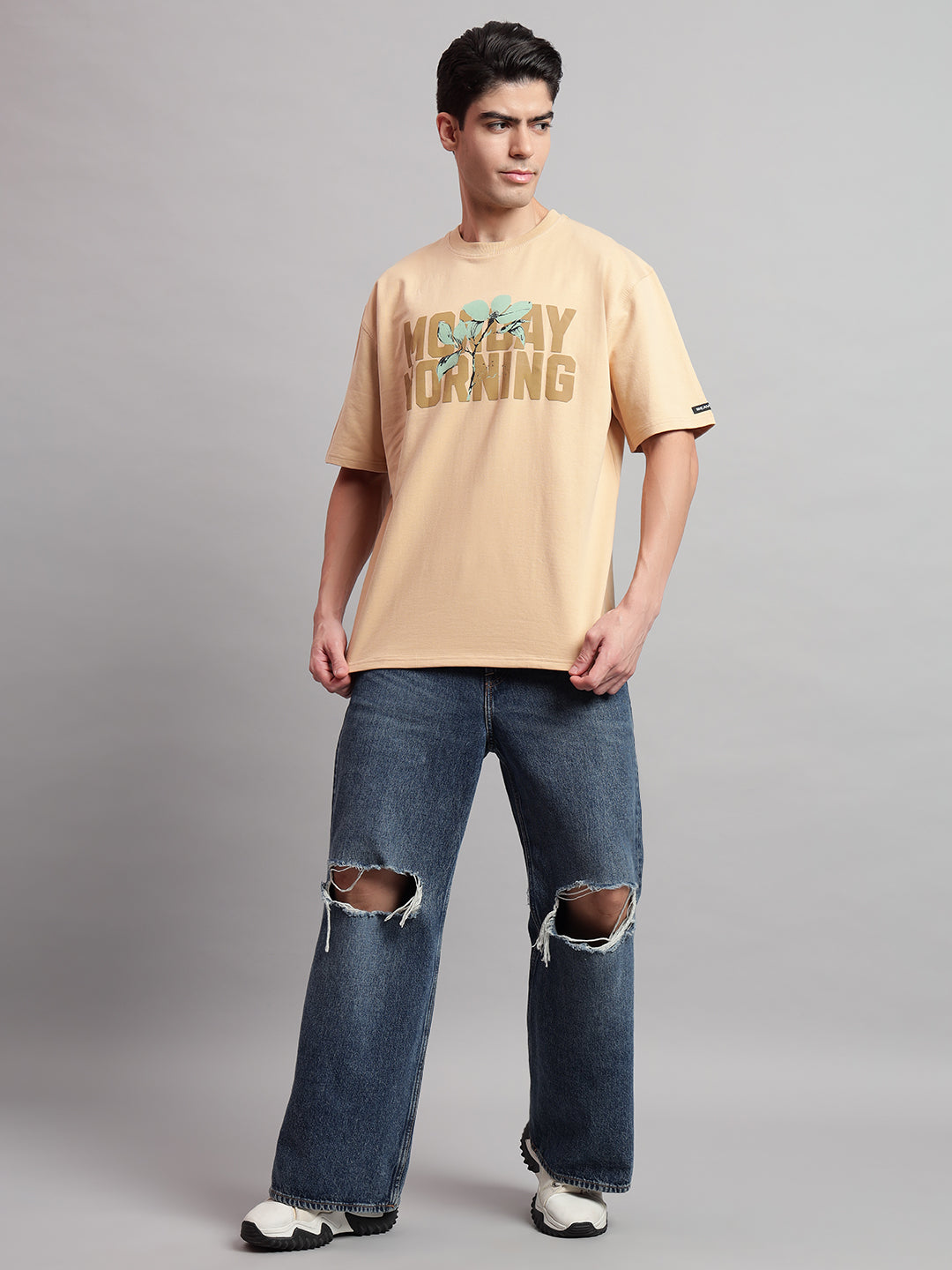 Beawrr Oversized Beige Tshirt Full Outfit