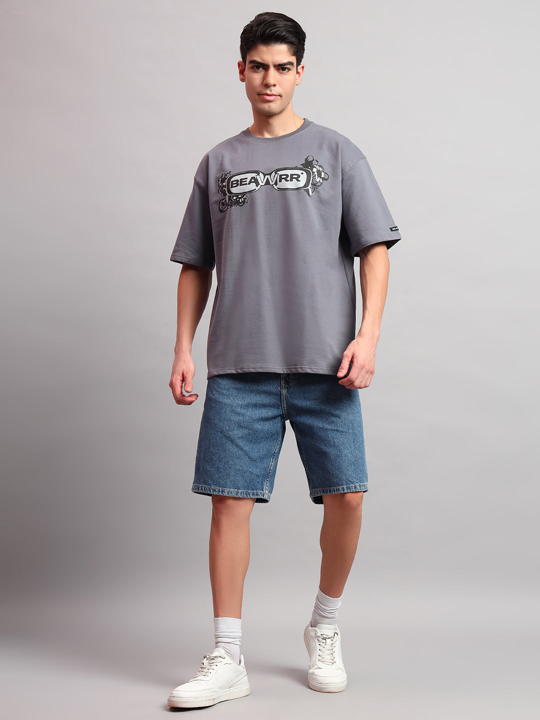 Beawrr Relaxed Fit Grey Tshirt Full Outfit